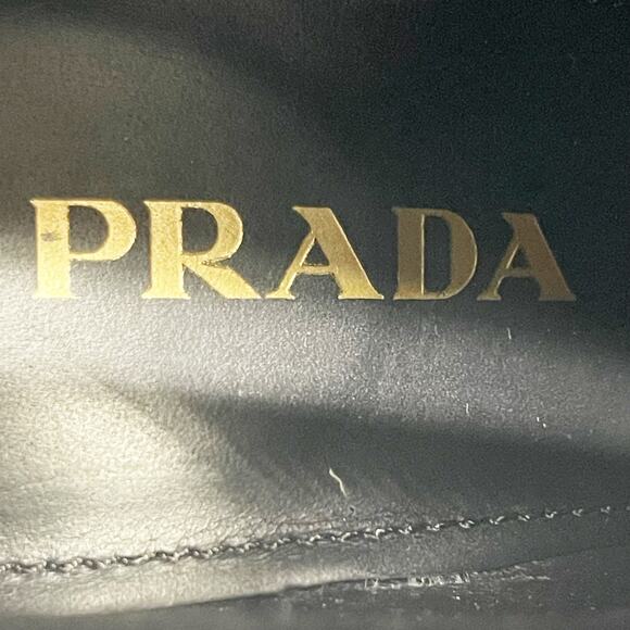 Prada Black Leather Double Gore Lug Sole Block Heel Chelsea Ankle Boot IT 36 - Picture 11 of 14